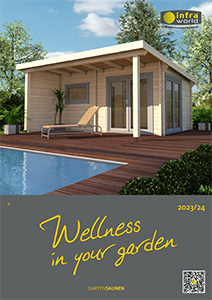Titelseite Infraworld Aussensaunen Gartensaunen Katalog 2023-2024