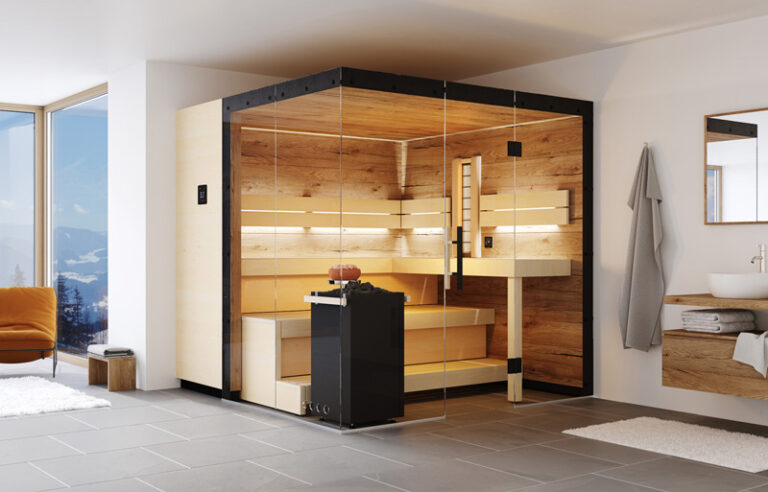 Infrarot Kombi Sauna nach Mass mit edelfurnier, modernes Design